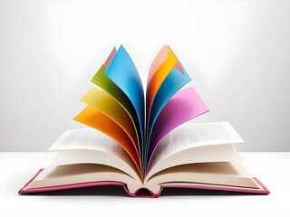 open book with colorful pages