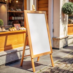 shop sign on an easel mockup, blank signboard stand
