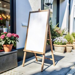 shop sign on an easel mockup, blank signboard stand