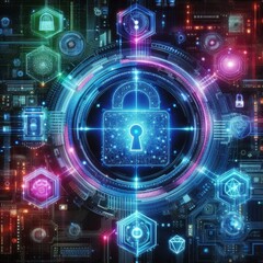 Obraz premium Technology, Futuristic, Digital, Firewall, Encryption, Information, Technology, Artificial, Intelligence