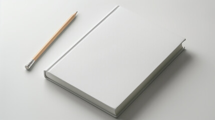 Minimalist Flat Lay of Closed Notebook with Pencil