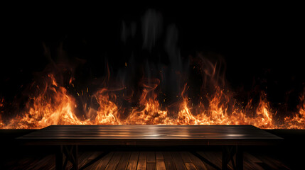Flaming wooden floor