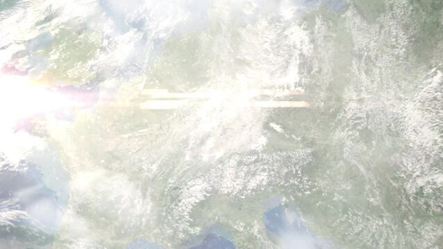 Zoom in from space and focus on Ohringen, Germany. 3D Animation. Background for travel intro. Elements of this image furnished by NASA