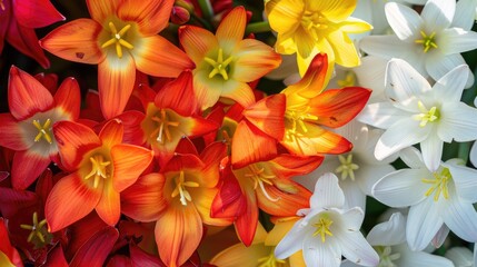 Obraz premium Color Varieties of Ornithogalum Umbellatum Flower Petals Up Close