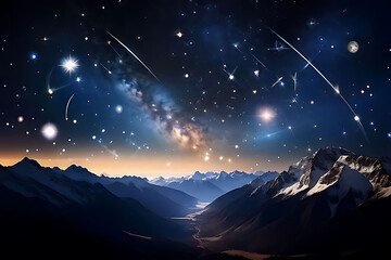 Naklejka premium image that explores celestial orchestra of the cosmos, capturing stars twinkling like notes in the universe's grand symphony