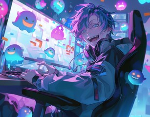 Obraz premium Anime Streamer Background