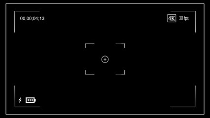 Camera frame. Camera recording screen overlay. Data of camera when recording.