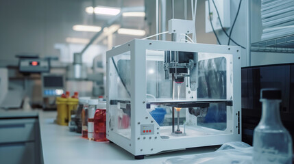 A 3D printer creating custom medical implants in a hospital lab