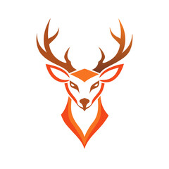 a minimalist deer head logo vector art illustration icon logo featuring a modern stylish shape with an underline set on a solid white background