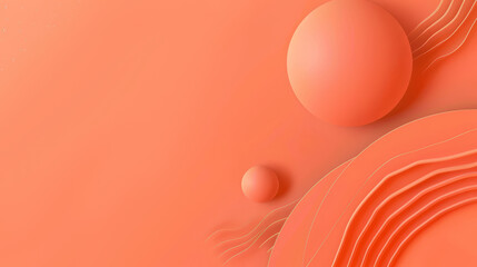 Abstract orange background with wavy patterns and 3D spheres creating a dynamic effect.