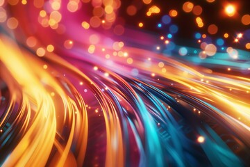 Fototapeta premium Abstract background with streams of light trails. AI generative