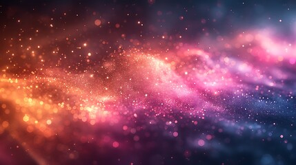 An abstract depiction of a fairy dust trail, twinkling and shimmering over a dreamy, soft-colored background, magical and ethereal, vibrant sparkles, soft glow, pastel hues, high contrast.