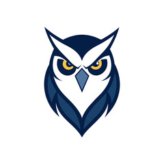 a minimalist Animal logo vector art illustration with an angry owl icon, featuring a modern stylish shape with an underline, set on a solid white background. Ensure the design is high resolutio