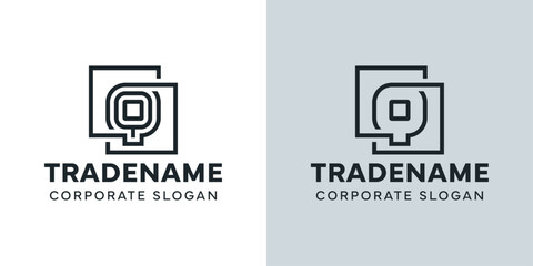 Modern Letter Q with Double Square Logo, for business with Q initial