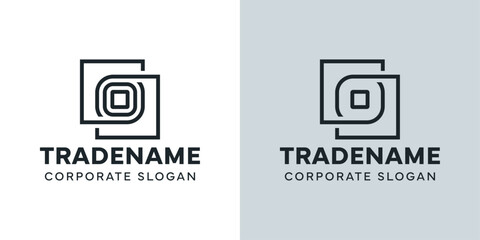 Modern Letter O with Double Square Logo, for business with O initial