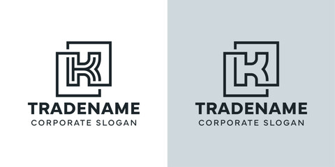 Modern Letter K with Double Square Logo, for business with K initial