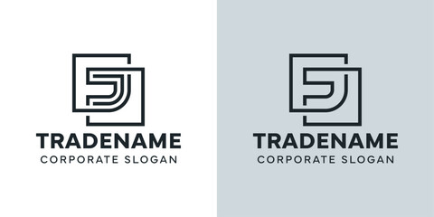 Modern Letter J with Double Square Logo, for business with J initial