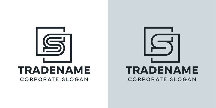 Modern Letter S with Double Square Logo, for business with S initial