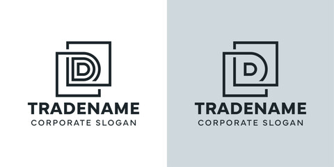 Modern Letter D with Double Square Logo, for business with D initial