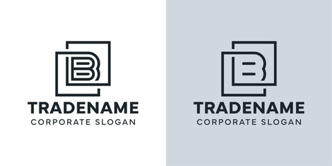 Modern Letter B with Double Square Logo, for business with B initial © Prayoga
