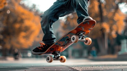 A person on a skateboard executing a trick, with action and movement