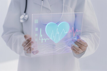 World heart day. Doctor hands holding healthy heart organ anatomy. Heart disease Awarness, heart transplant or organ donation concept. Cardiological checkup and treatment.