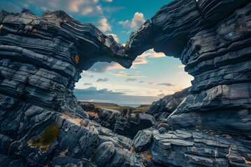 Hole in heart shaped rock background. - Powered by Adobe
