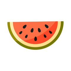 Obraz premium Cartoon watermelon illustration. Half ripe watermelon. Healthy food