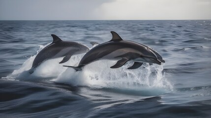 Dolphins Leaping in Ocean Waves