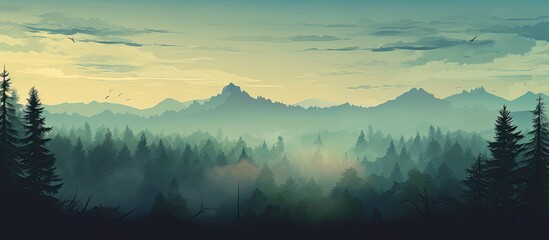 Observe the forest skyline with a copy space image.