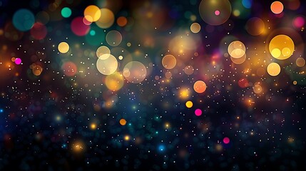 Colorful bokeh lights on a dark background create a festive and magical atmosphere perfect for...