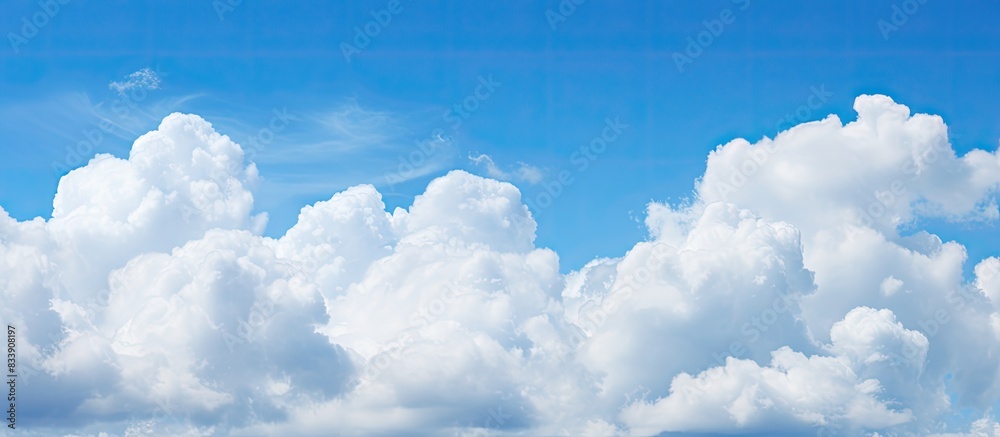 Poster blue sky with fluffy clouds provides a serene copy space image.
