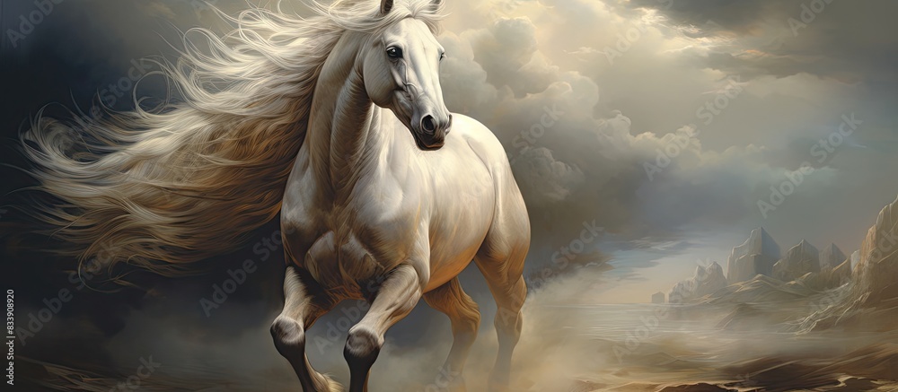 Poster Equine animal with a majestic appearance. with copy space image. Place for adding text or design