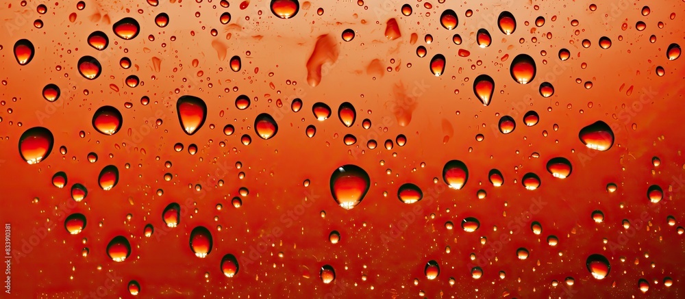Aufkleber Droplets on the metal surface create an abstract background and texture for design purposes with ample copy space image included.