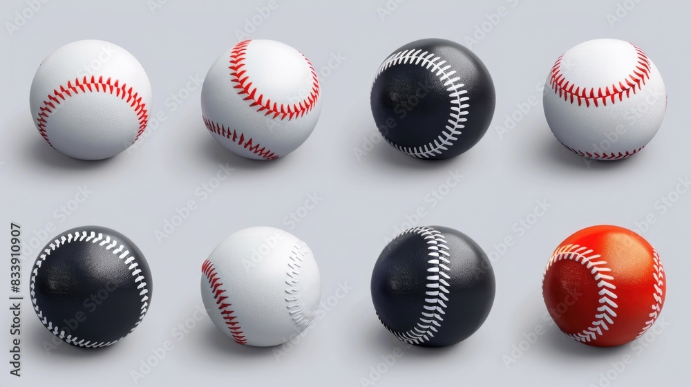 Aufkleber A collection of baseballs placed on a flat surface, perfect for displaying or using in various scenarios
