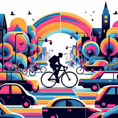 World Bicycle day with art illustration style
