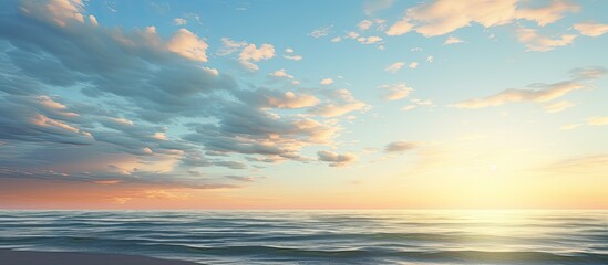 Fototapeta premium The ocean in the morning under an unusual sky, providing a unique copy space image.