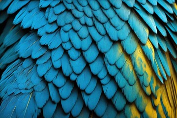 Obraz premium blue and yellow macaw feathers