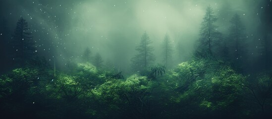 Fototapeta premium Blurry forest background with green tones and copy space image.