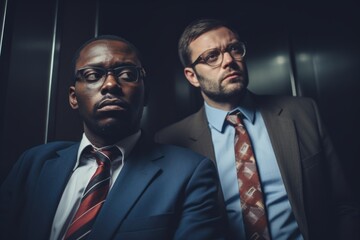 Diverse coworkers in elevator friends going to work office employees businessperson colleagues occupation happy cheerful motivated communication teamwork connections job success small talk culture