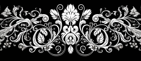 Obraz premium A stunning Batik Pattern displayed on a black and white background, creating an attractive image with copy space.