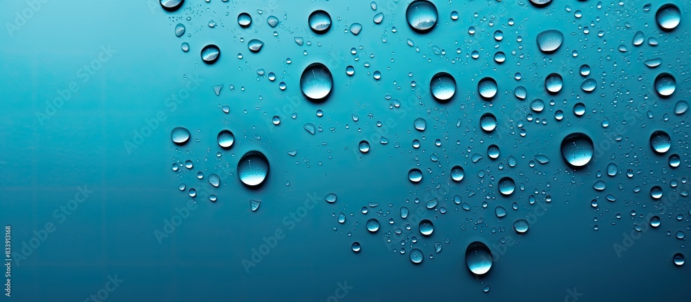 Poster Droplets on the metal surface create an abstract background and texture for design purposes with ample copy space image included.