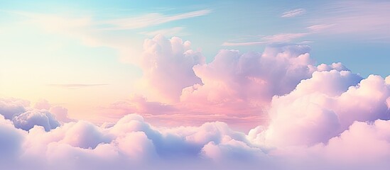 Soft focus pastel-colored clouds create a dreamy backdrop with ample copy space image.