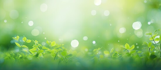 Obraz premium Natural green bokeh background with copy space image.