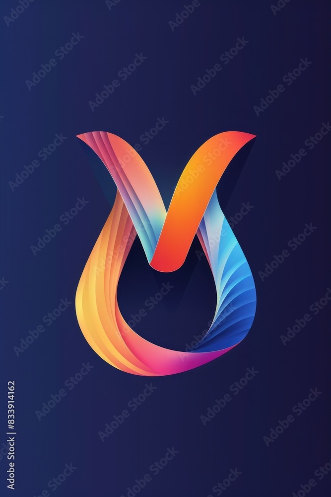 Poster colorful abstract logo with a curved shape