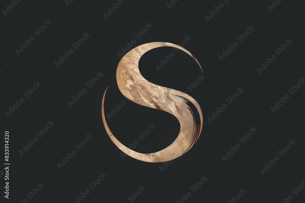Poster a golden s on a simple black background, perfect for highlighting important information or adding a 