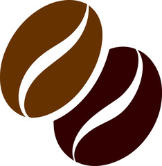 Vector coffee beans icon, two brown coffee beans