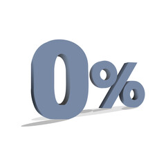 
Zero per cent discount or 0% special offer. 3d rendering illustration. Business concept. Stock vector layout template.  0% interest rate. 0 per cent massive shopping offer