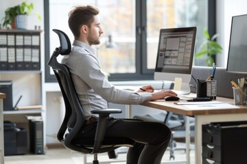 A person sitting at a desk typing away on their laptop, possibly doing work or studying