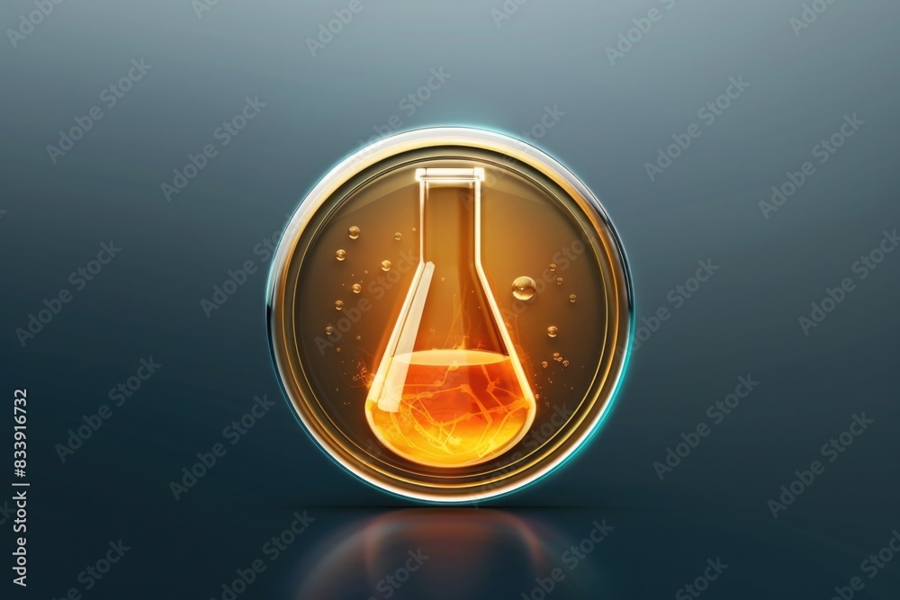 Poster a clear glass flask filled with a transparent liquid